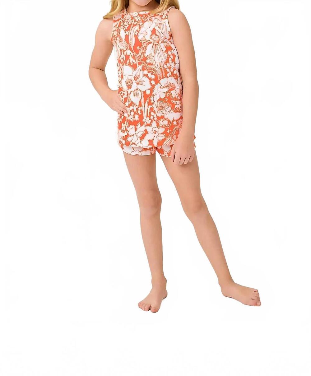 NEW LILLY PULITZER girl's mini romey knit shift set in sunset orange budding rom